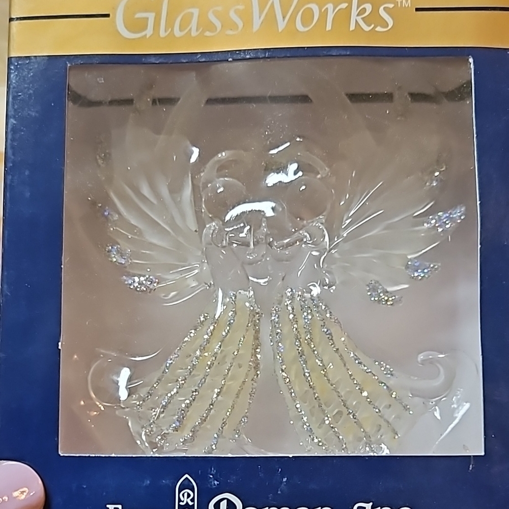 GLASS WORKS Double Angel Christmas Ornament- NEW
